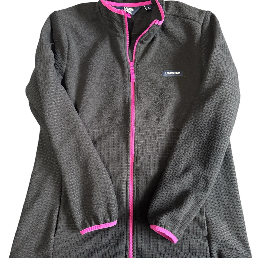 Lands' End Fleece Jacket with Bright Pink Accents